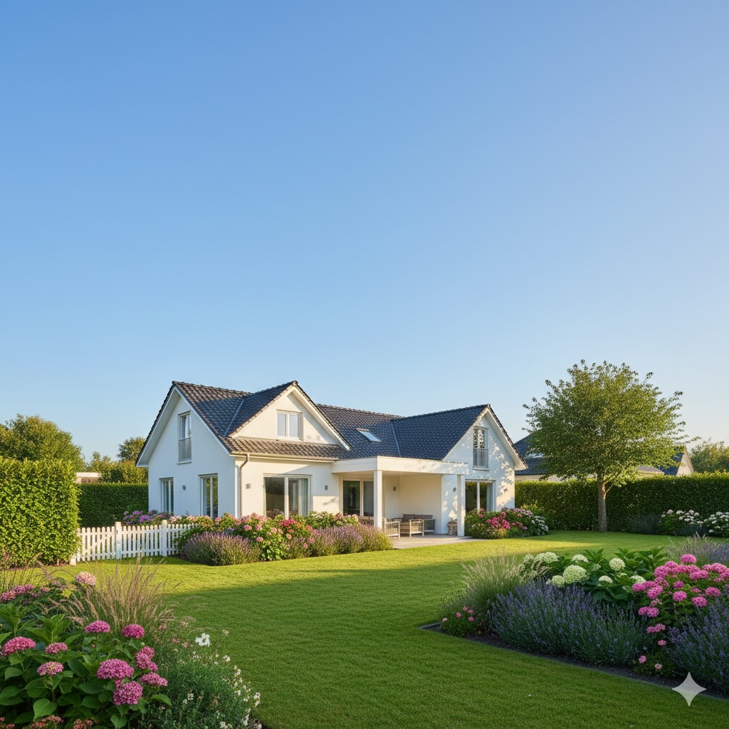 Modernes Einfamilienhaus mit gepflegtem Garten in Aalen – Ihre individuelle Baufinanzierung für das Eigenheim.