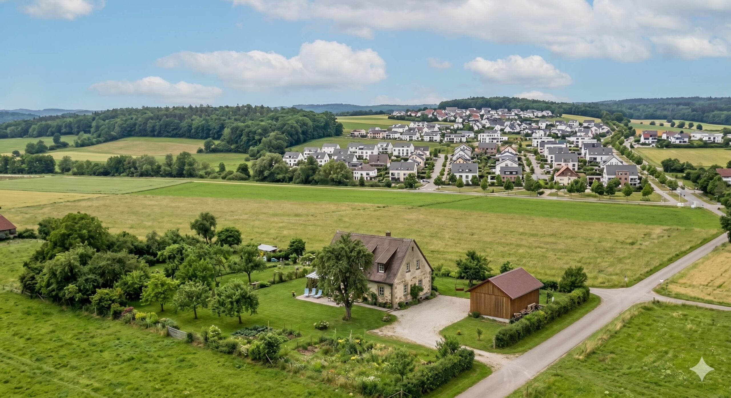 Einfamilienhaus in Alleinlage mit kleiner Scheune und angrenzendem Neubaugebiet in Baden-Württemberg